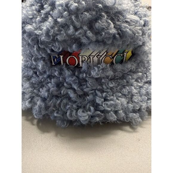 Fiorucci 3-D Logo.  Shearling Bucket Hat. Lined. Blue. Y2k. Rare